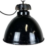 Industrial Bauhaus Black Enamel Pendant Lamp, 1930s