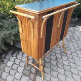 Rattan bar and its 2 stools 60