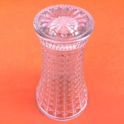 1950s Large transparent glass vase moulded with a faceted design