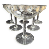 6 champagne glasses in 1/2 crystal blown and cut – Early twentieth century