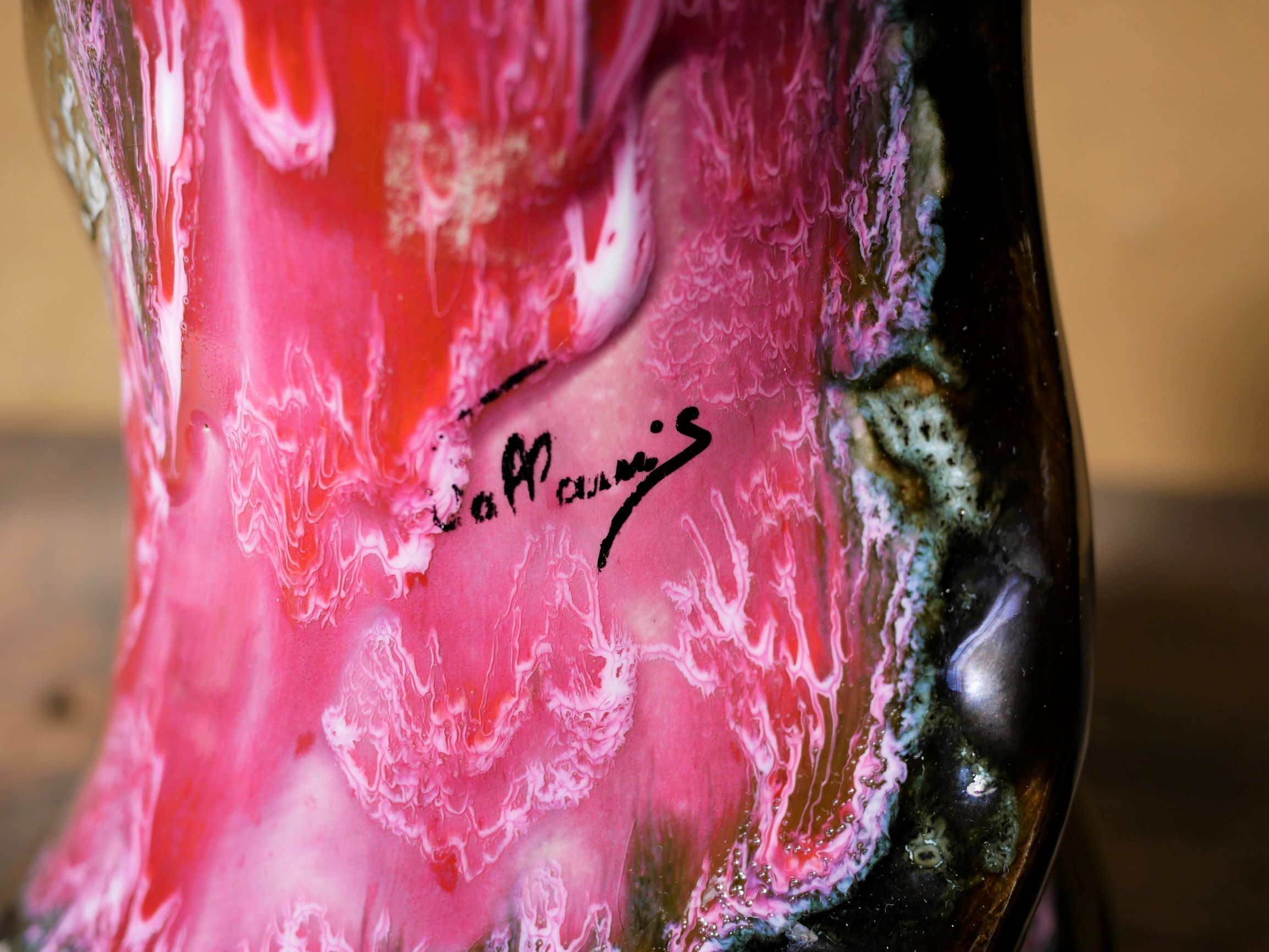 Large vase Vallauris vintage Brown-rose