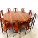 Large round red travertine dining table, 1970s
