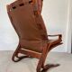 Vintage scandinavian cognac lounge chair by oddvin rykken 1960s