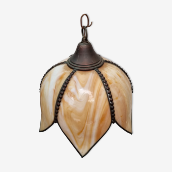 Ceramic and copper pendant lamp from 1970