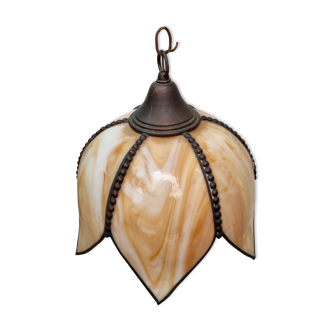 Ceramic and copper pendant lamp from 1970