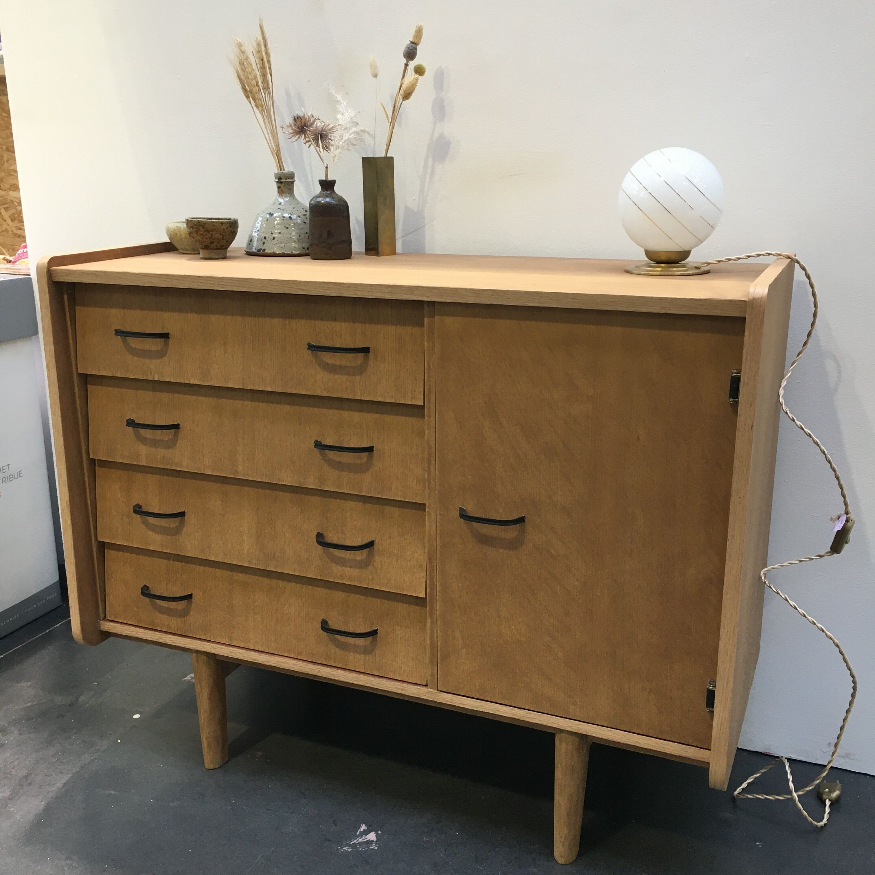 50s vintage oak chest of drawers