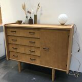 50s vintage oak chest of drawers