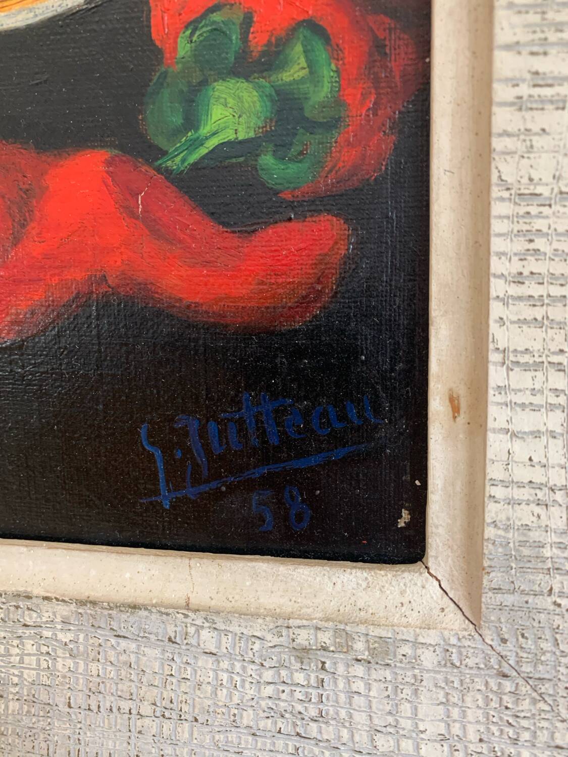 Oil on Canvas Still Life Gabriel Jutteau Vintage 1958