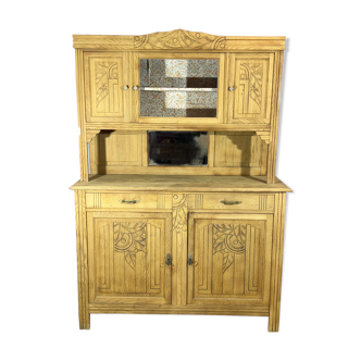 Buffet vaisselier en chêne brut art déco 1940-50