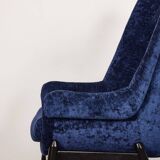 Fauteuil vintage en velours du milieu du siècle par Júlia Gaubek, années 1960, Hongrie