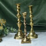 Set of three vintage brass candlesticks