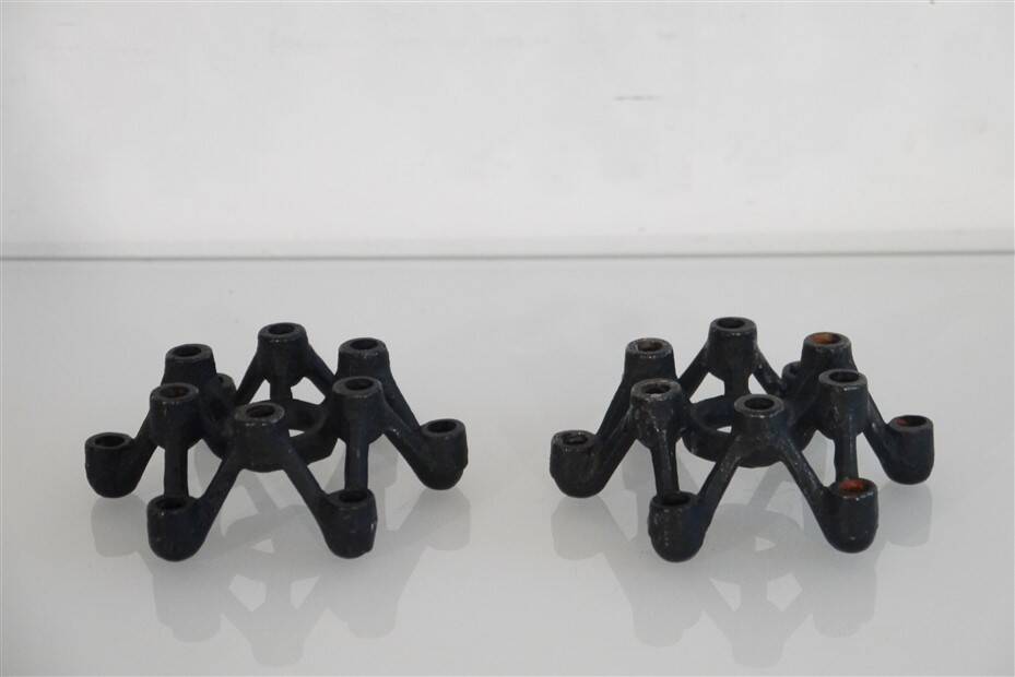 Pair of vintage cast iron candlesticks 1960