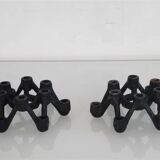 Pair of vintage cast iron candlesticks 1960