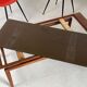 Teak and frosted glass coffee table, Italy 1960.