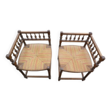 Lot chaise d'angles paillées