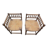 Lot chaise d'angles paillées