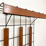 Metal and wood wall coat rack, 1950s-60s.