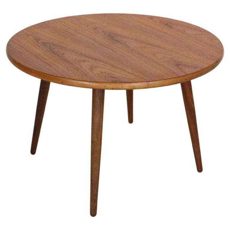 Scandinavian modern teak round coffee table, 1960's denmark