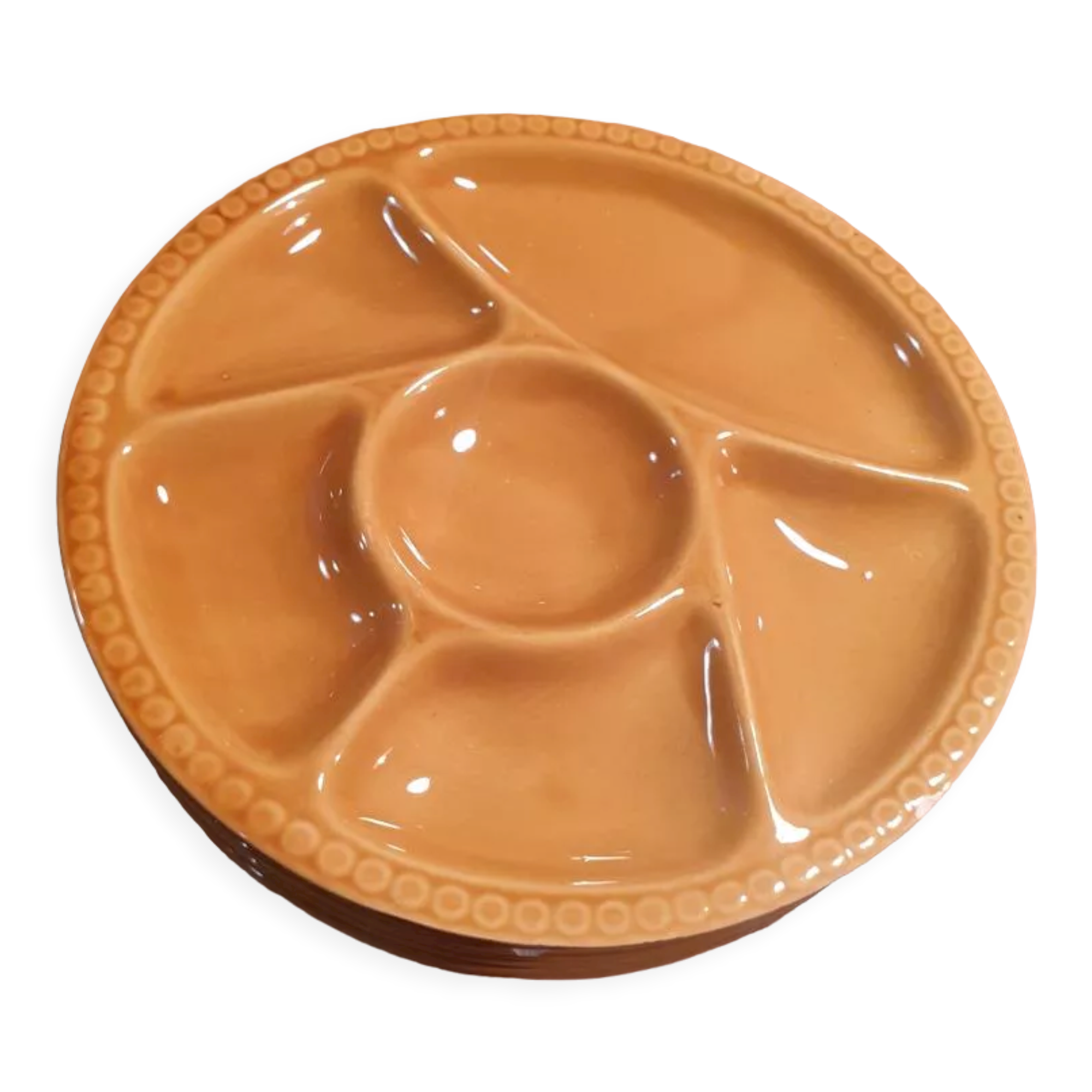 Set of 6 round plates with Gien France compartments