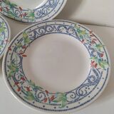 3 plates Churchill England mosaic and floral design