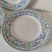 3 plates Churchill England mosaic and floral design
