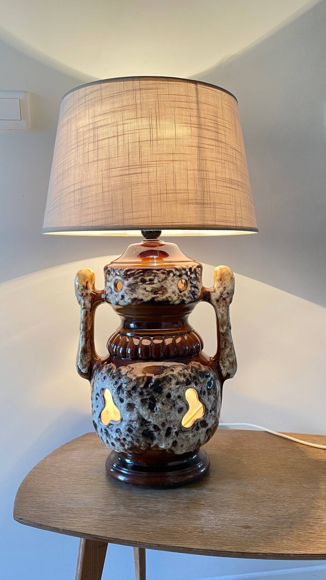 Lamp ceramic fat lava double lighting 70s