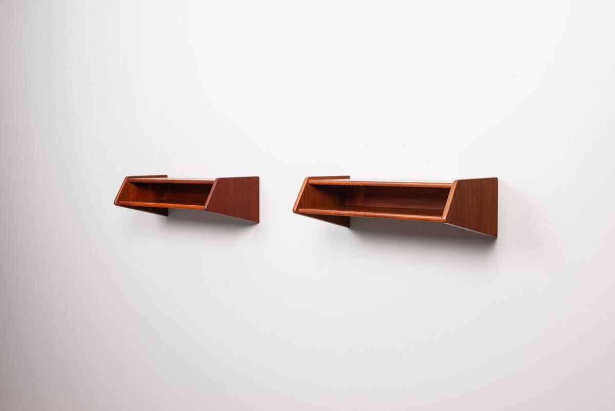 Aksel Kjersgaard floating nightstands No 24 in teak Odder Denmark 1960