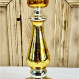 Old candle holder XIX gilded mercurized eglomised glass