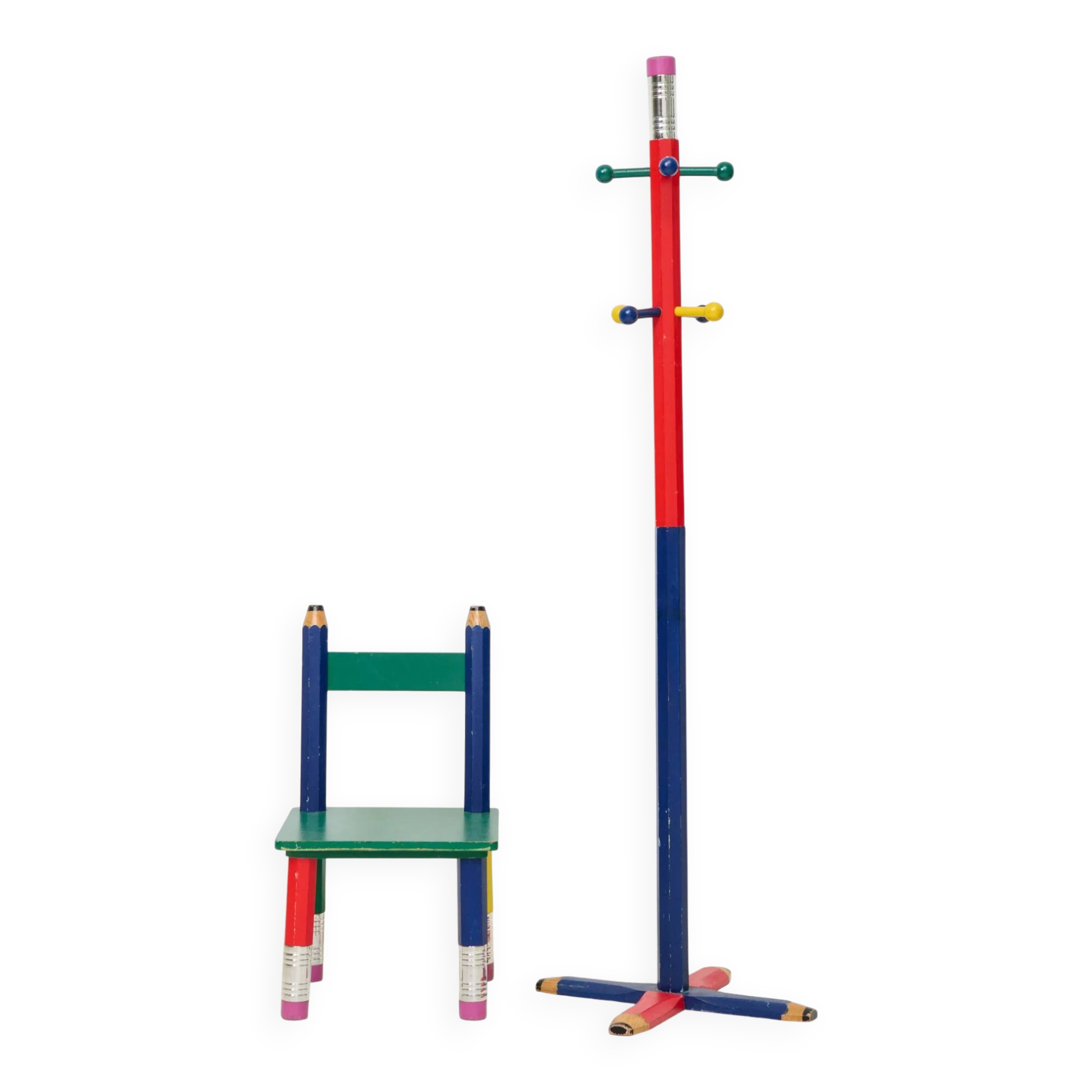 Ensemble portemanteau et chaise Pierre Sala, 1980