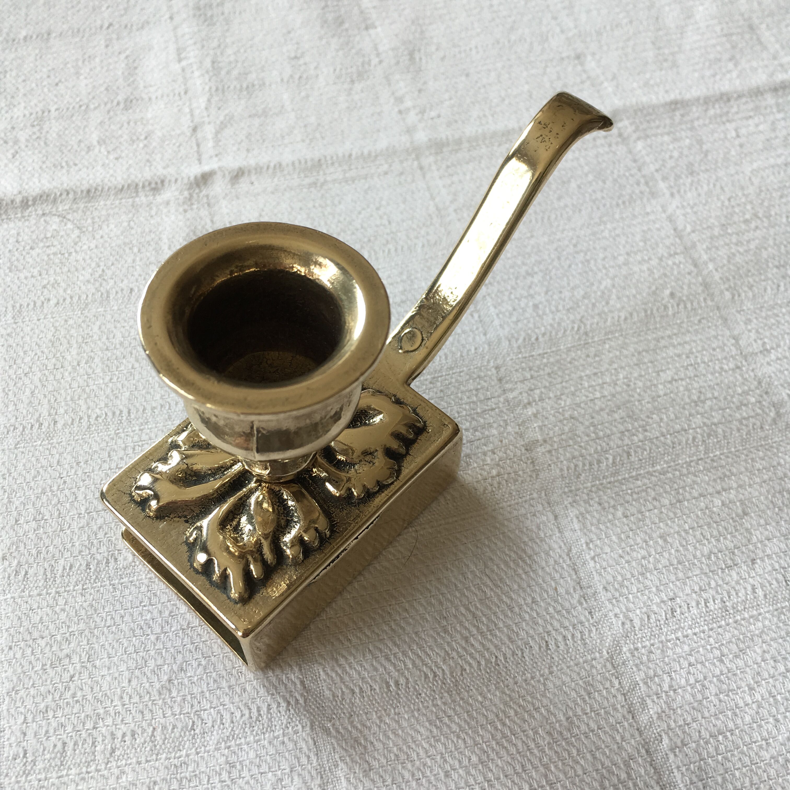 Former candlestick table edge brass