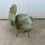 Vintage green furry chair from the 1960s