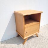 Vintage bedside table circa 1960 in raw wood