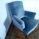 Sofa and its two vintage armchairs in blue velvet