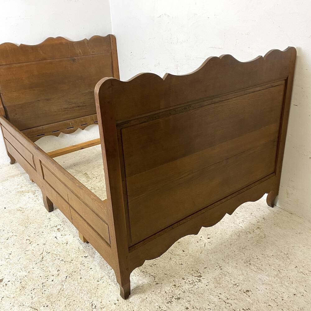 Vintage 1950s solid wood bed