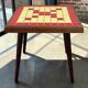 Table d'appoint vintage en bois avec plateau en céramique/carrelage