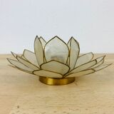 Candle holder flower lotus mother-of-pearl and brass