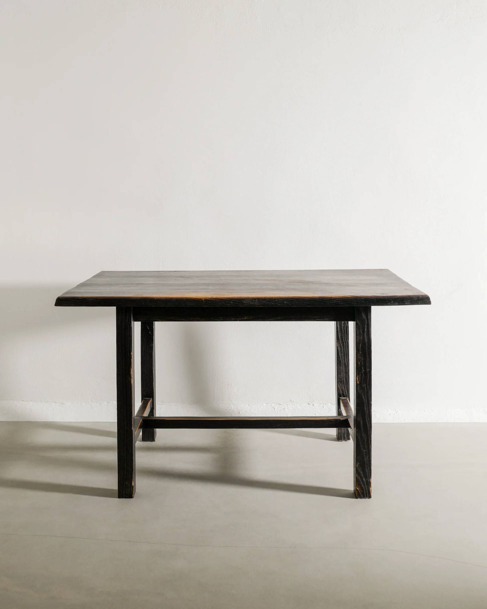 French Mid Century Black Wooden Ebonized Cabin Dining Set, 1950s