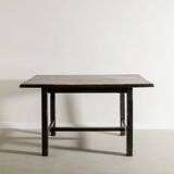 French Mid Century Black Wooden Ebonized Cabin Dining Set, 1950s