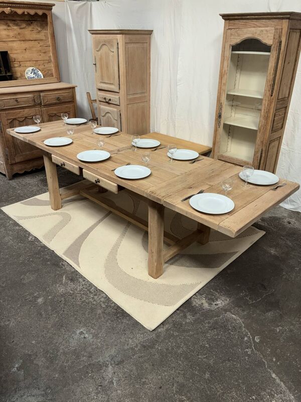 Table de ferme en chêne massif avec rallonges