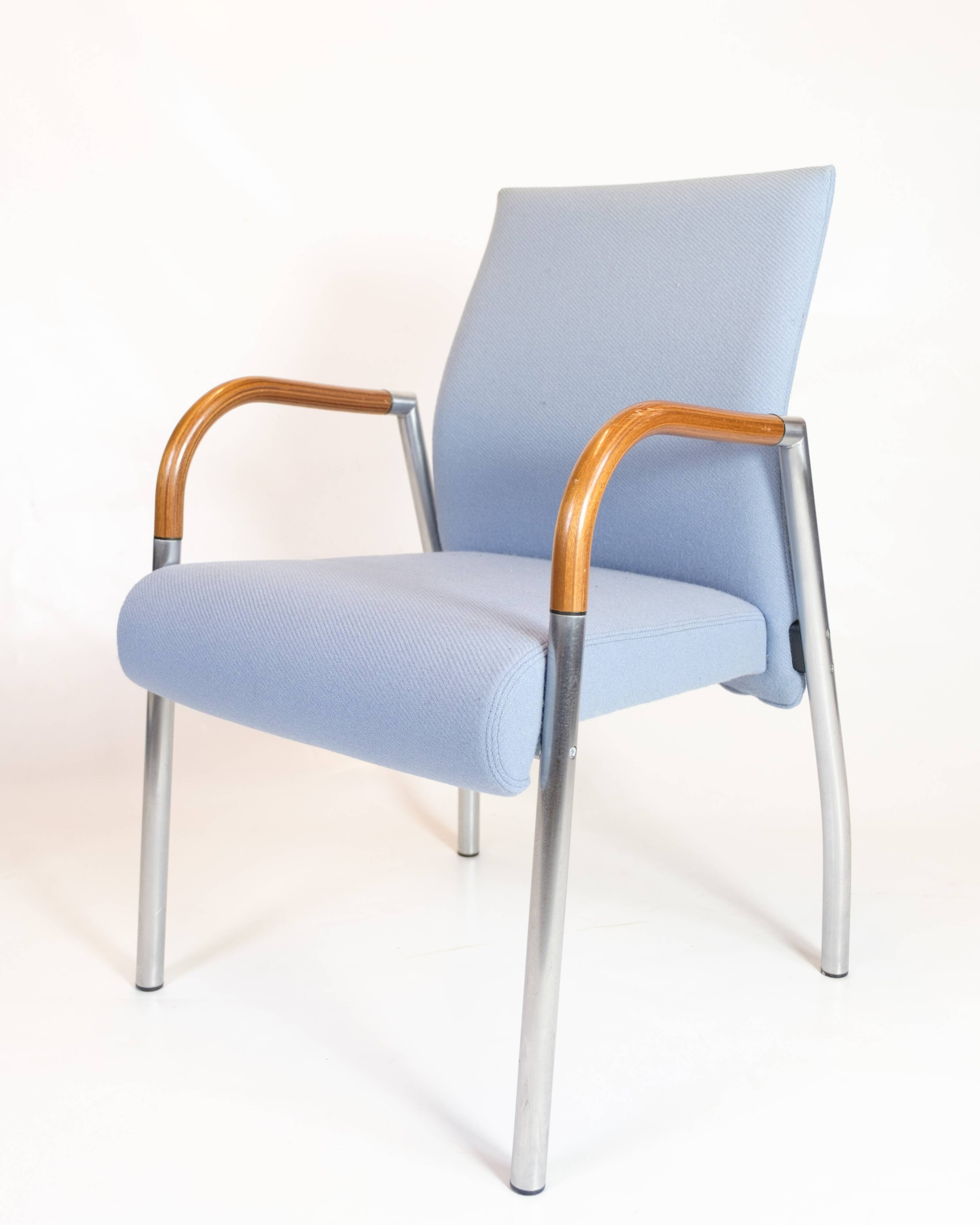 Chaises de salle à manger - Modèle B8 - Acajou - Revêtement en tissu bleu - Duba