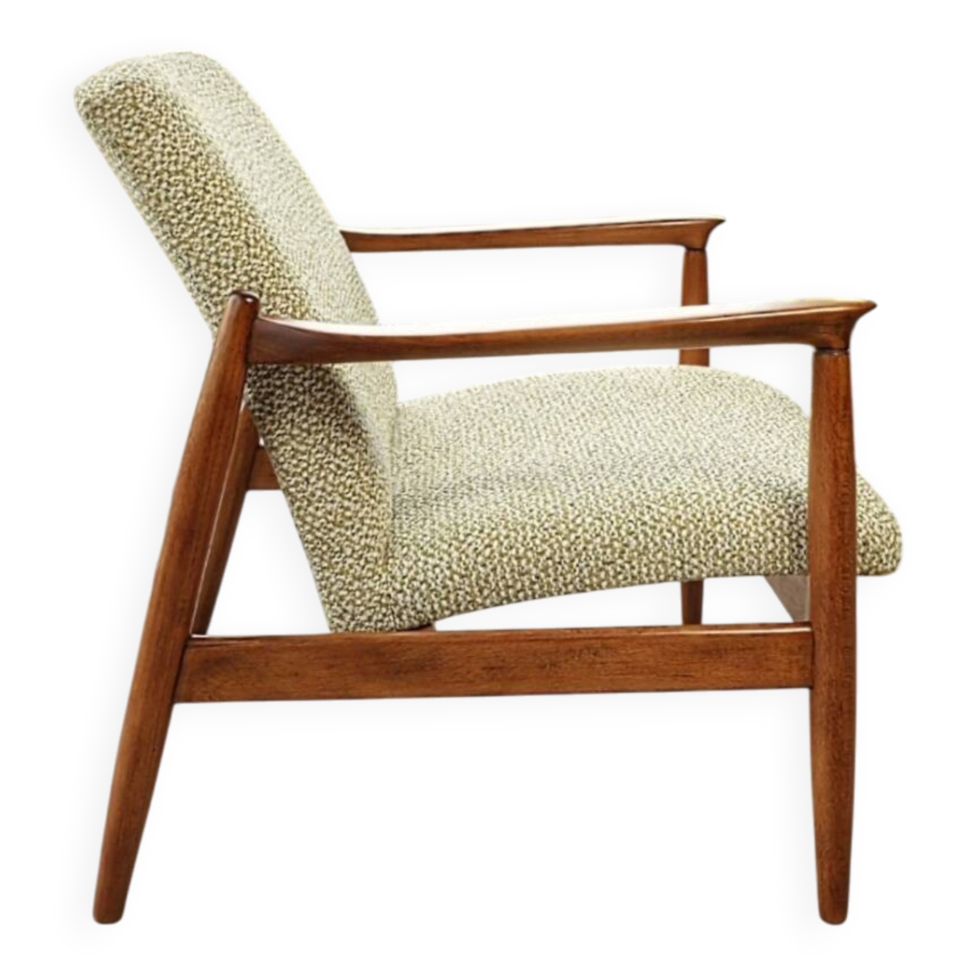 Vintage armchair with a green nebula design by E. Homa, 1970.