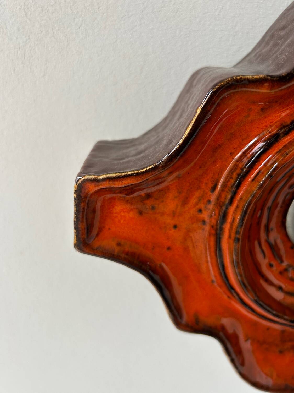 Pair of vintage wall lights, brown and orange ceramic, Sweden 1960