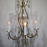 4-light bronze and crystal chandelier