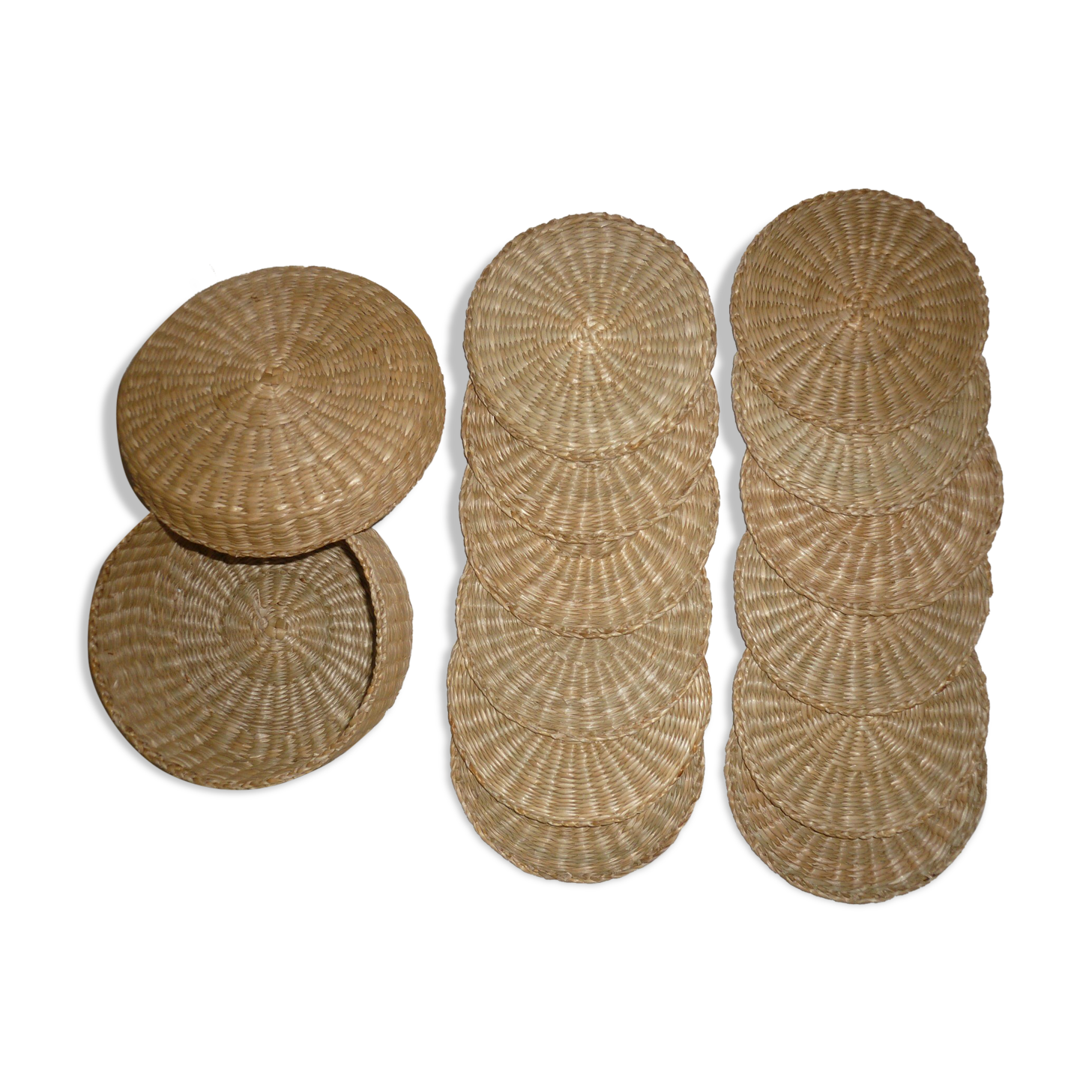 12 coasters in their wicker box