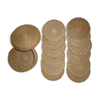 12 coasters in their wicker box