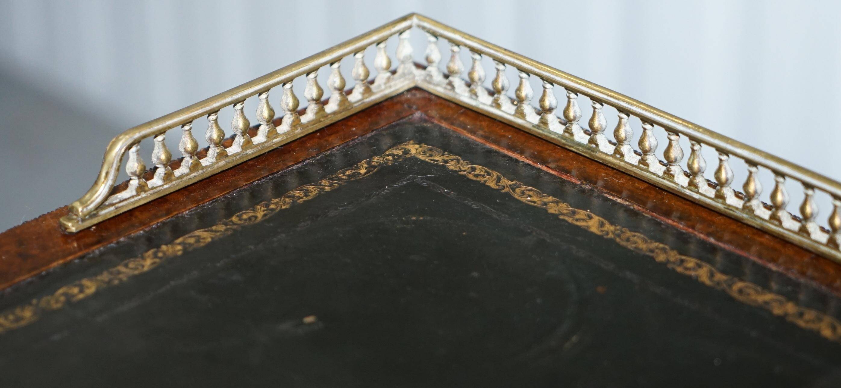 Gillow Library Desk in Burr Amboyna with Brass Gallery, circa 1852-1857