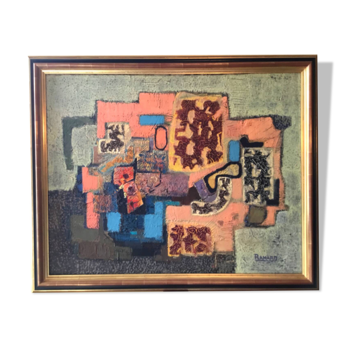 French school of the 20th century. Important framed oil on canvas signed Ramard