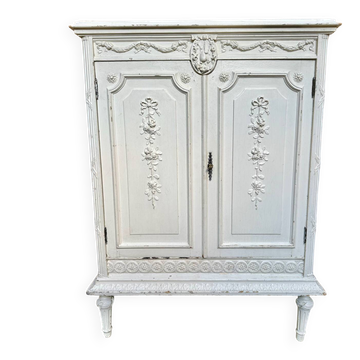 Antique patinated Louis XVI buffet, marble top.