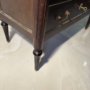 Commode with 3 drawers in Louis XVI style, marble and gilded bronze.