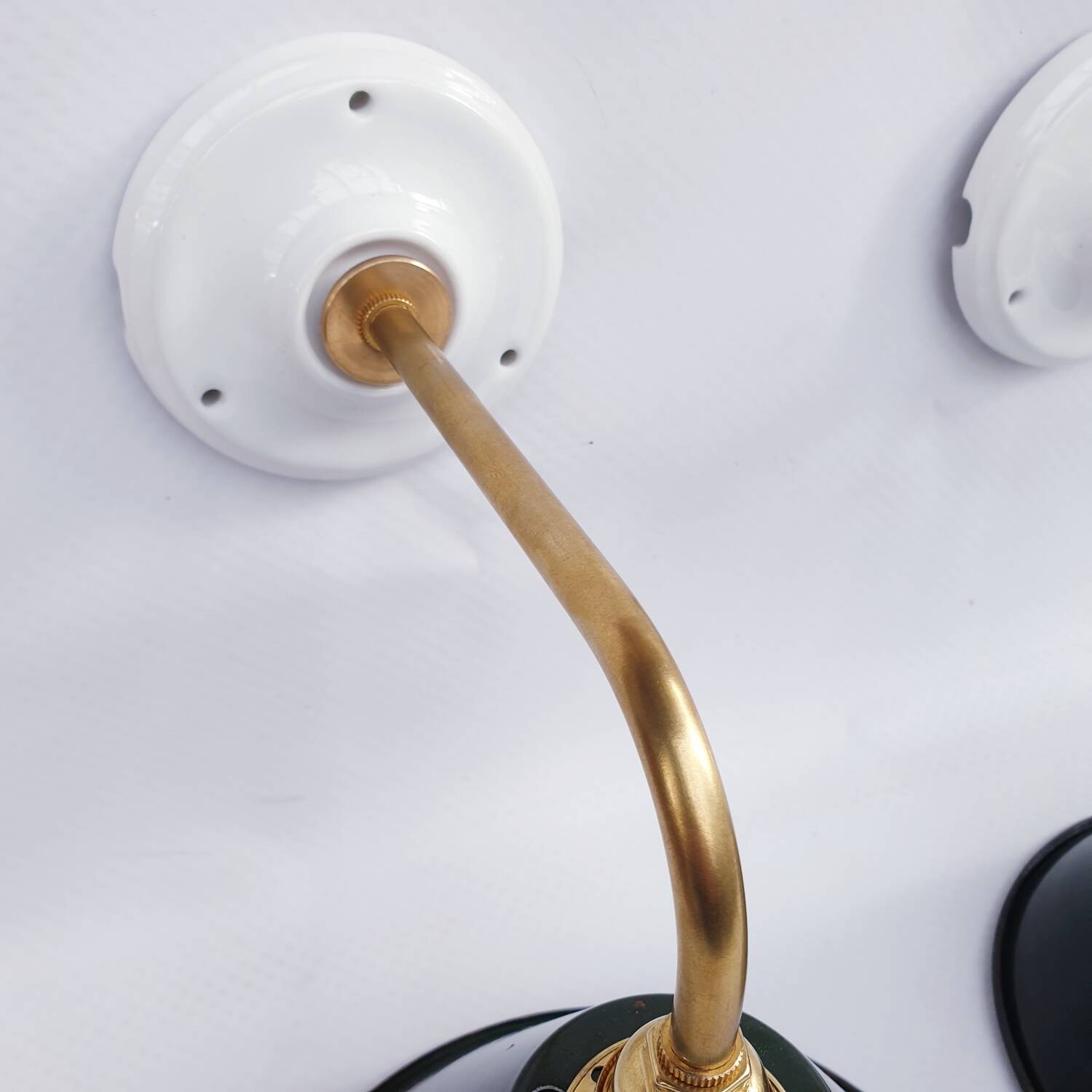 Swan neck enamelled sheet metal wall lights